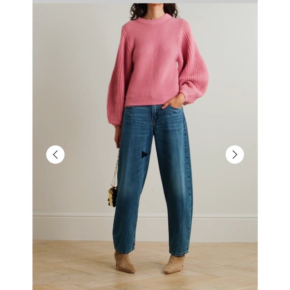 STAUD Pink Aura ribbed wool-blend sweater sz Medium